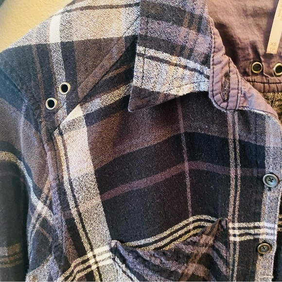 Free People Wesley Plaid Shirt Black and Gray - Picture 5 of 8